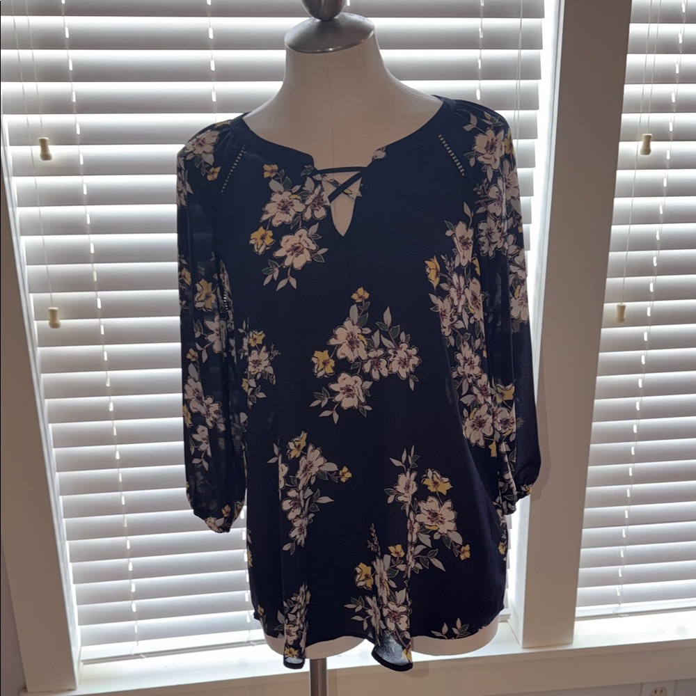 Maurices Navy Floral Top